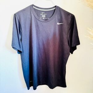 NIKE Dri Fit Logo Dark Navy Blue Mens Short Sleeve Workout Gym T-Shirt Tee Top L